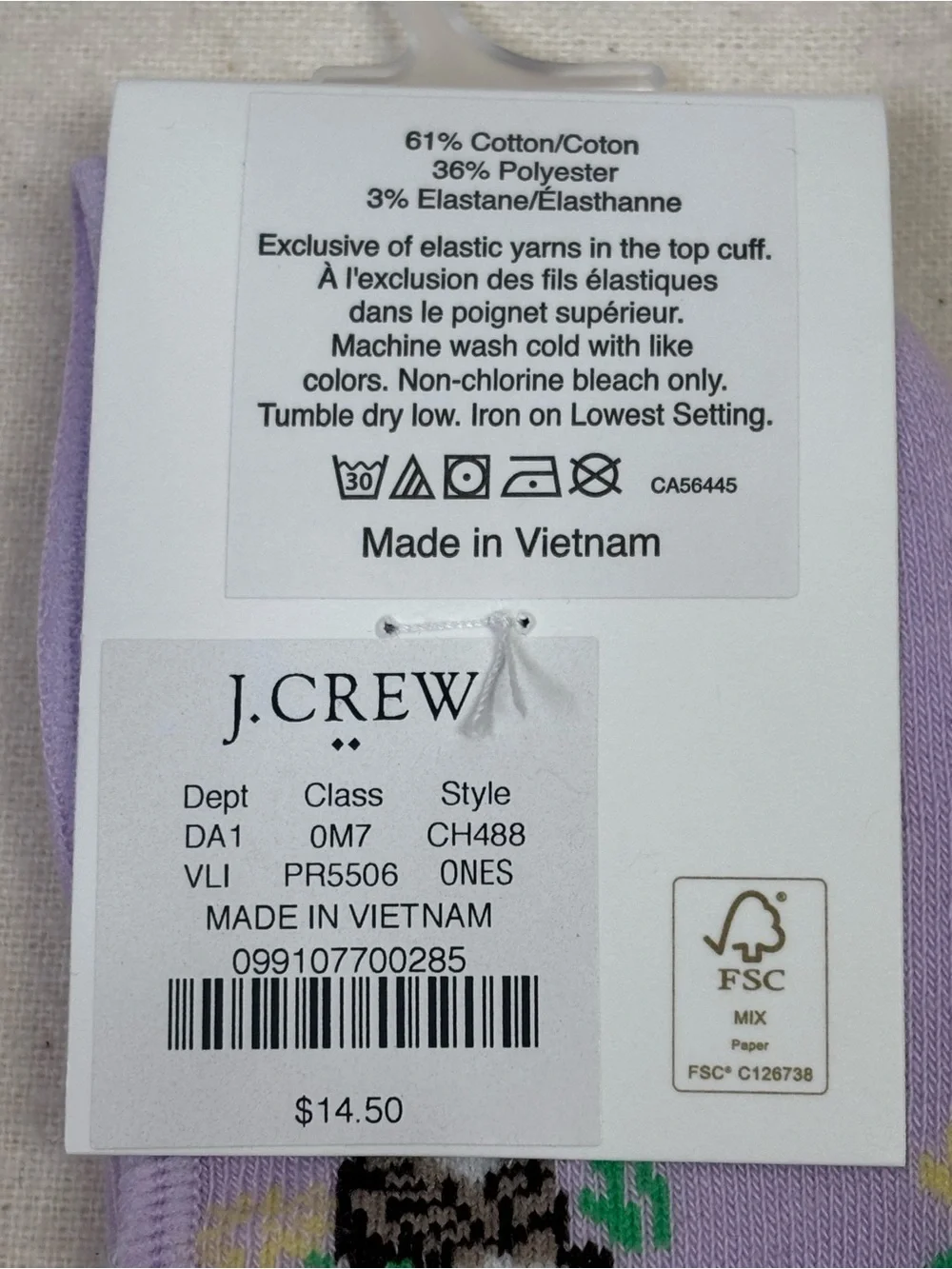 NWT J. Crew Factory Women’s No Show Socks Purple Lavender Cats Kitties Flowers